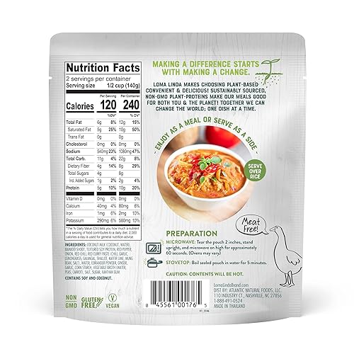Miniatura 3 de Loma Linda - Paquetes completos de solución de comida a base de plantas curry rojo tailandés 10 onzas paquete de 3