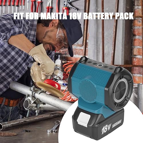 Miniatura 5 de KUNLUN Altavoz portátil inalámbrico compatible con batería Makita de 18 V, altavoz de dientes azules de 30 W, salida USB, fuente de audio USB y