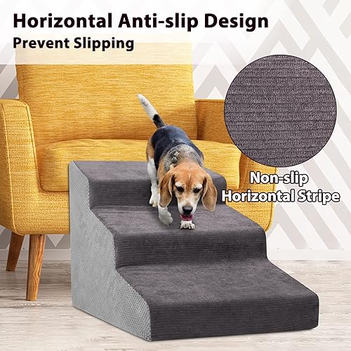 Miniatura 5 de TNELTUEB Escaleras y rampa para perros para camas y sofás de hasta 24 pulgadas de longitud, escalones de 3 escalones para perros pequeños, escaleras