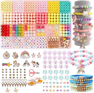 LYMOOR 1377pcs Friendship Bracelet Making kit, 24 Colours Jewellery Making Kits for Girls, Rainbow Pastel Letter Pendant Clay Beads, DIY Arts Craft Kits for Kids Age 4-9, Gifts for Teenage Girls