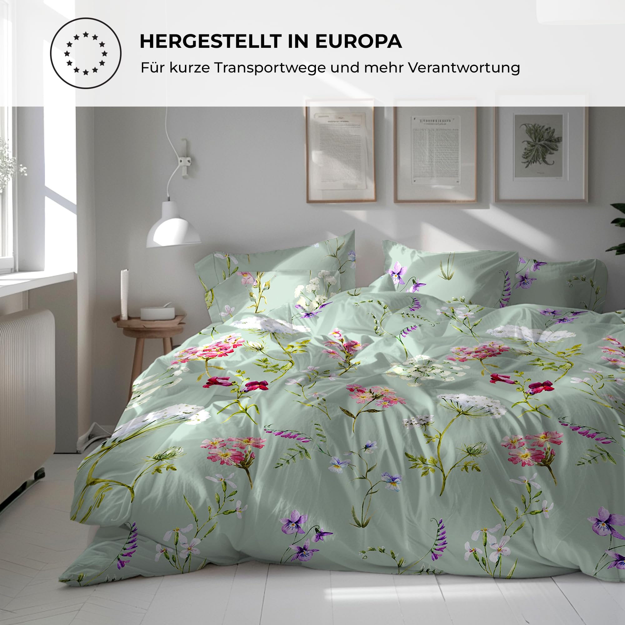 Pościel premium 135 x 200 x 2 – 100% bawełna (kwiaty beżowe)