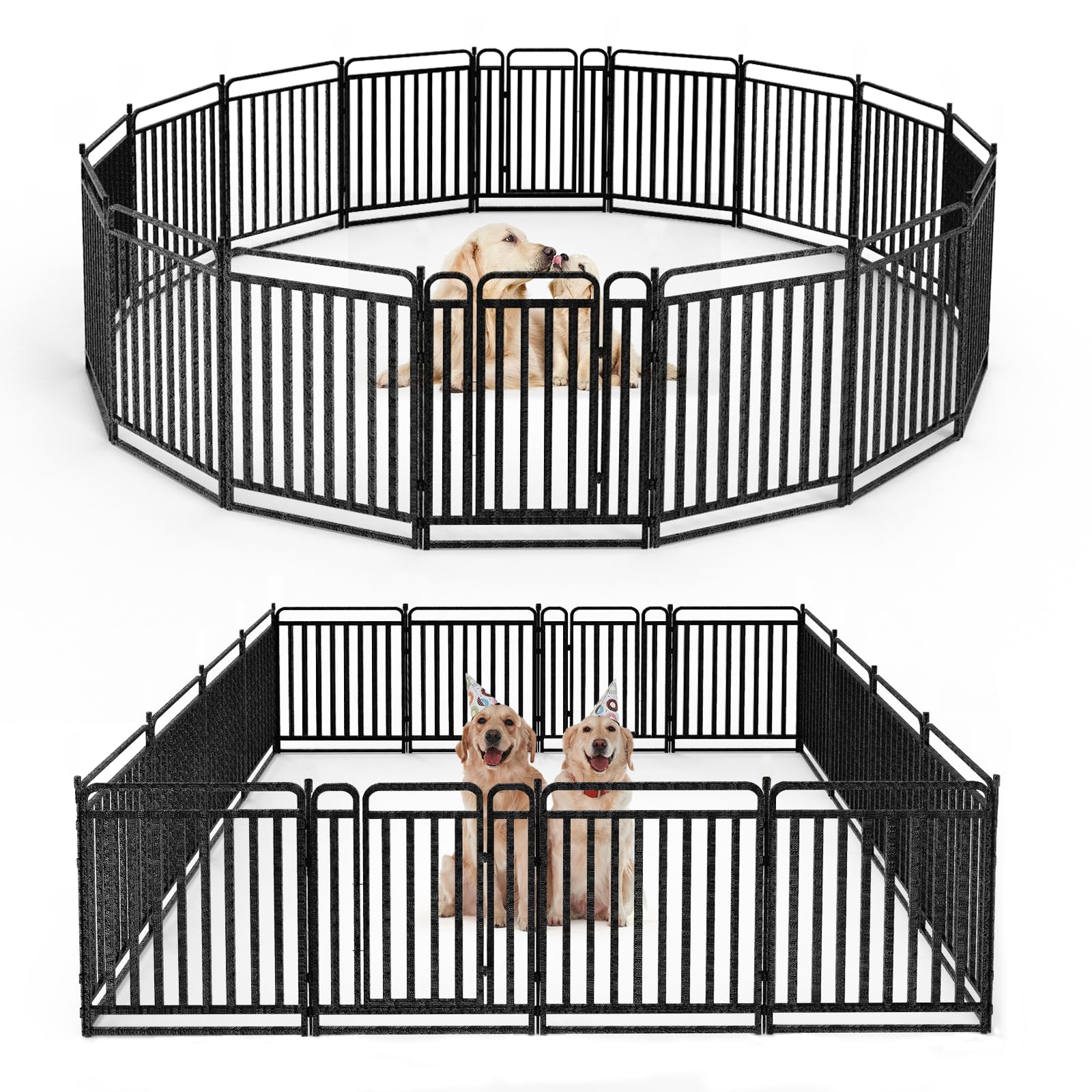 Petorldog 40-inch 16-panel dog playpen assembled in a grassy outdoor area.