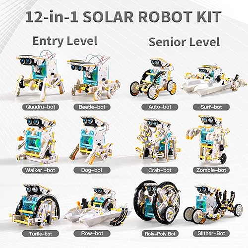 Miniatura 5 de Lucky Doug Kit de robot solar STEM 12 en 1, juguetes de regalo para niños de 8, 9, 10, 11, 12, 13 años, juego de experimentos de ciencia de