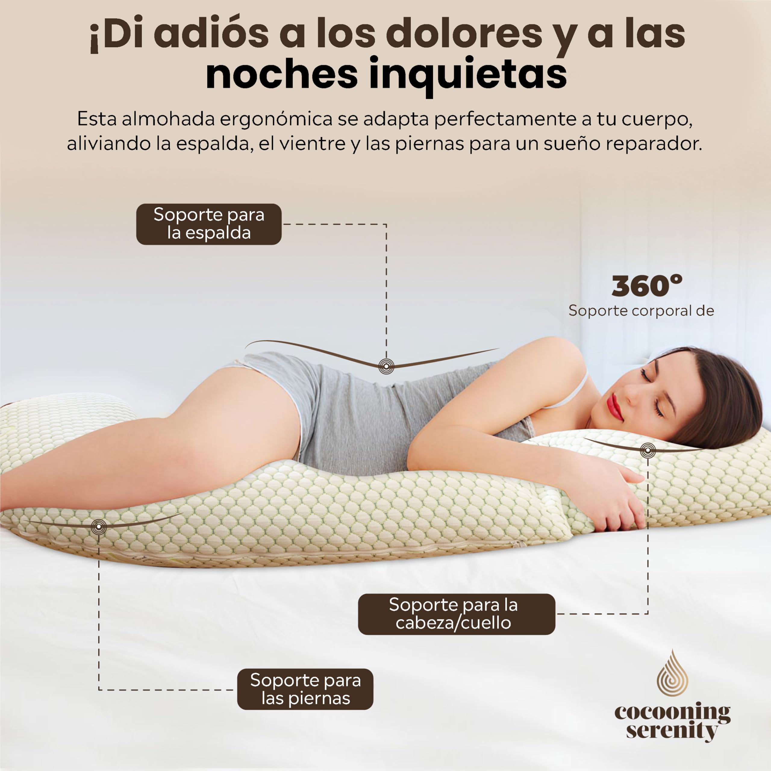 Cojín de Embarazo Grande en Forma de U – Almohada de Maternidad Ergonómica para Dormir de Lado – Cojín para Embarazadas y Lactancia – Soporte Espalda, Vientre y Piernas