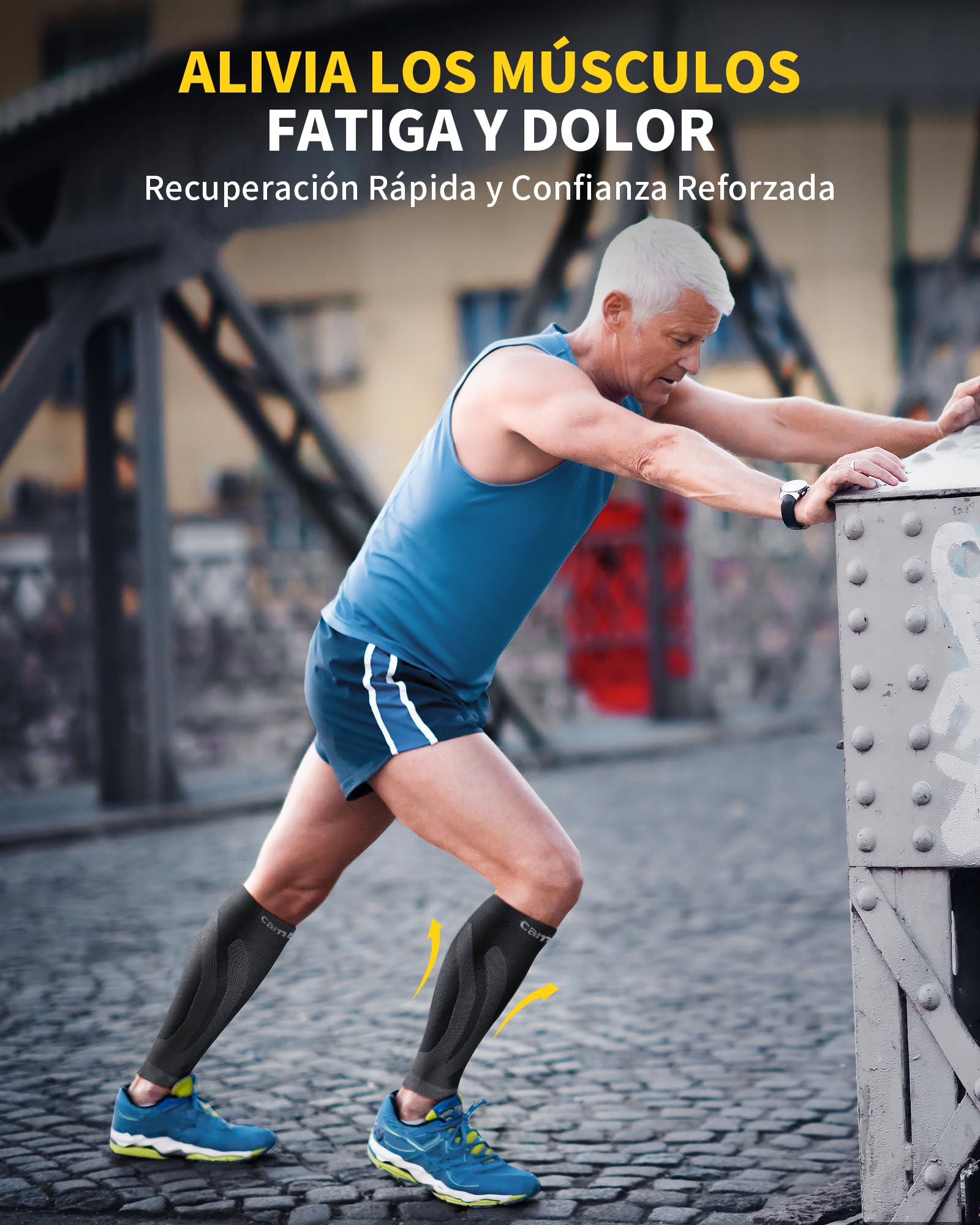 CAMBIVO Medias Compresivas 2 Pares, Calcetines Compresion Mujer Hombre, Mangas de Compresión para Deporte, Running, Ciclismo, Trabajo, Vuelo