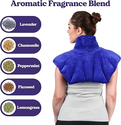 Miniatura 5 de Joy & Grace - Almohadilla térmica para microondas para cuello, hombros y espalda  Envoltura pesada de cuello y hombros de 5 libras  Paquete de