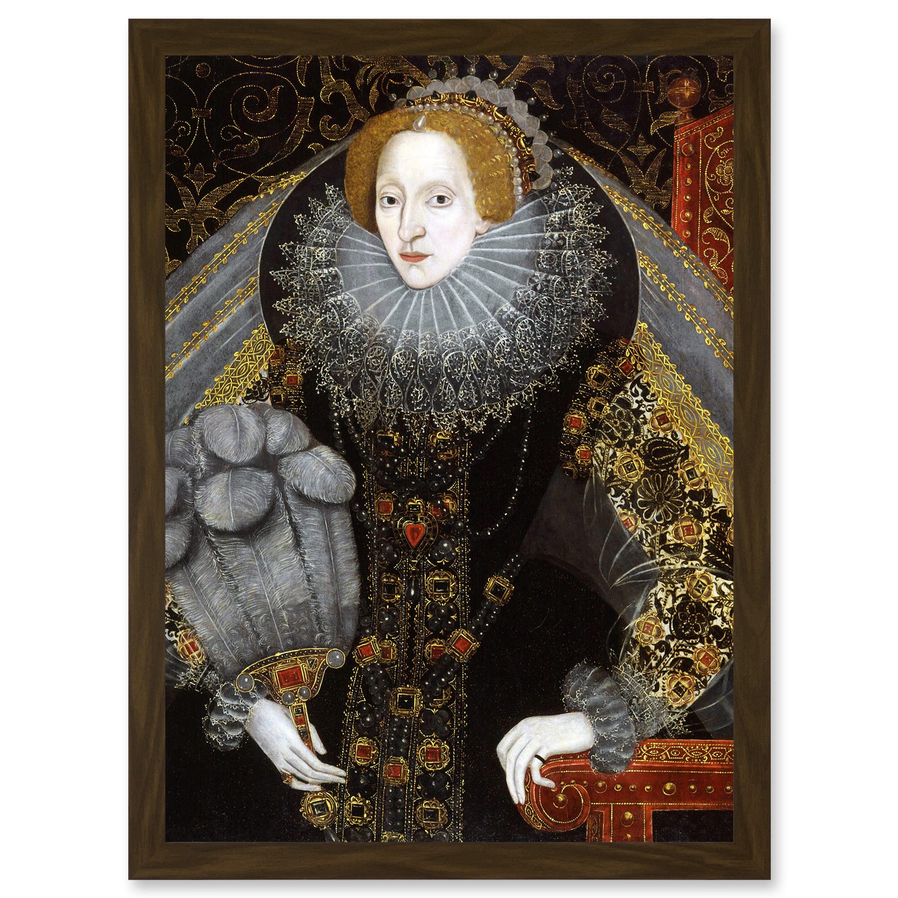 Artery8 Queen Elizabeth I England Portrait Painting Royal Historic Artwork Framed Wall Art Print A4