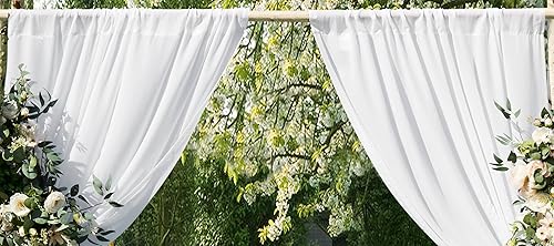 Miniatura 3 de Warm Home Designs Cortinas de fondo blancas de 10 pies de largo Par de cortinas de gasa de 52 x 120 pulgadas con 2 alzapaños Perfecto como telón de