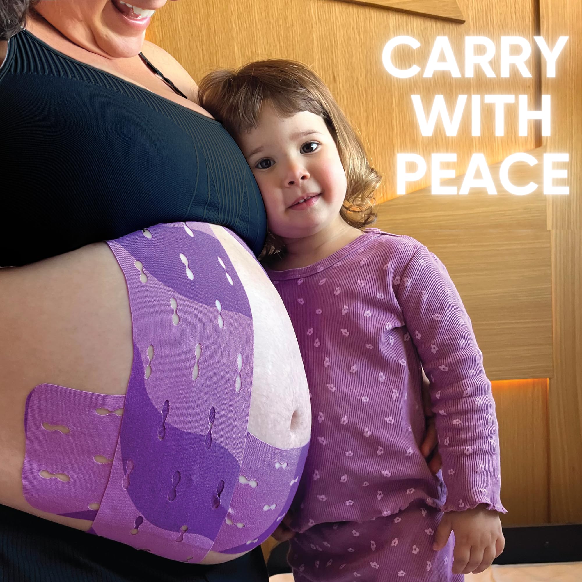 Mama - Cinta para el vientre para apoyo del embarazo, alivio del dolor pélvico y de espalda, rollo extra ancho de 4 pulgadas de cinta de kinesiología para mujeres embarazadas, soporte para el vientre
