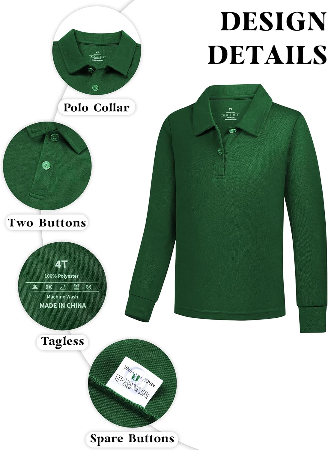 QBK 2T to Youth Boys' Long Sleeve School Uniform Pique Polo Toddler Kids Neon Collared Golf Shirt - Image 3