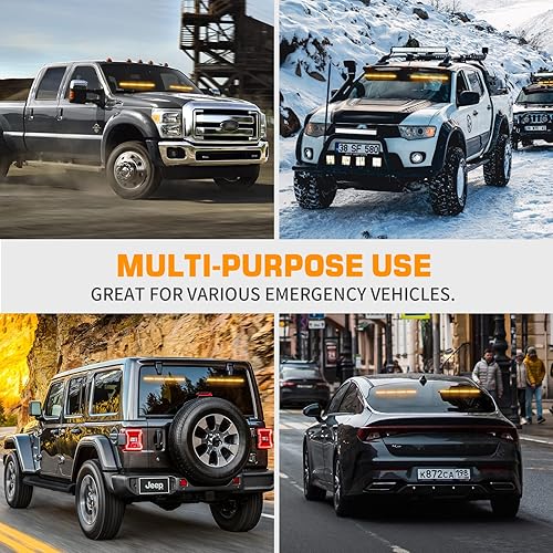 Miniatura 6 de XRIDONSEN 2 barras de luz estroboscópicas de 18.5 pulgadas, 48 luces LED azules de advertencia de emergencia intermitentes, luces de seguridad