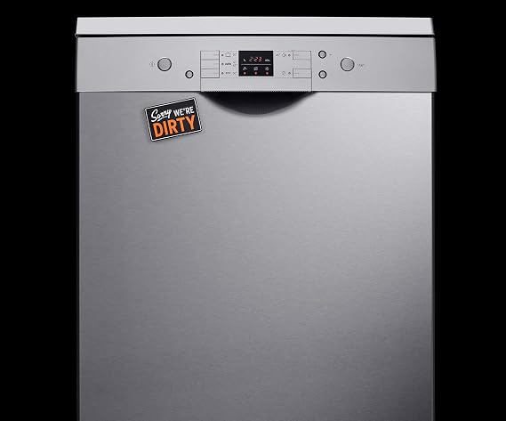 Genuine Fred FLIPSIDE Dishwasher Sign, Double-Sided, Works on all ALL Dishwashers, Self-Adhesive Magnet Included, Durable & Water Resistant, Fun Kitchen Gadget for Families and Roommates, 2.5 x 3.5