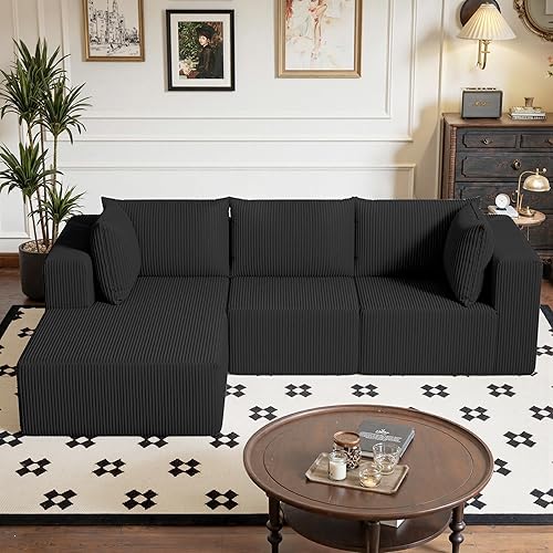 Miniatura 17 de Sofá Cloud de 105 pulgadas con diván en forma de L, juego de sofá modular con asiento profundo, sofás tapizados sin hueso para sala de estar