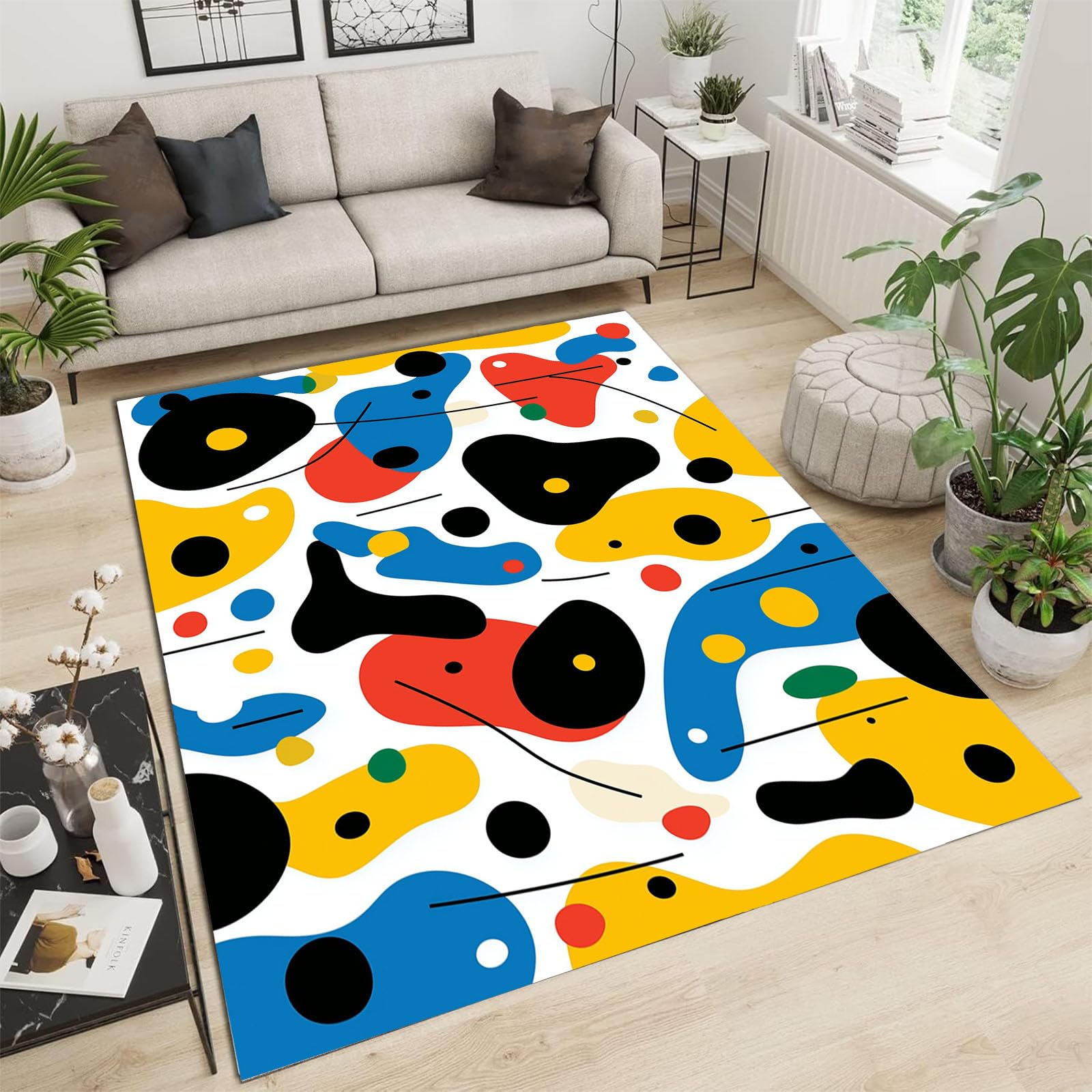 Tapis géométrique multicolore pour salon et salle à manger moderne