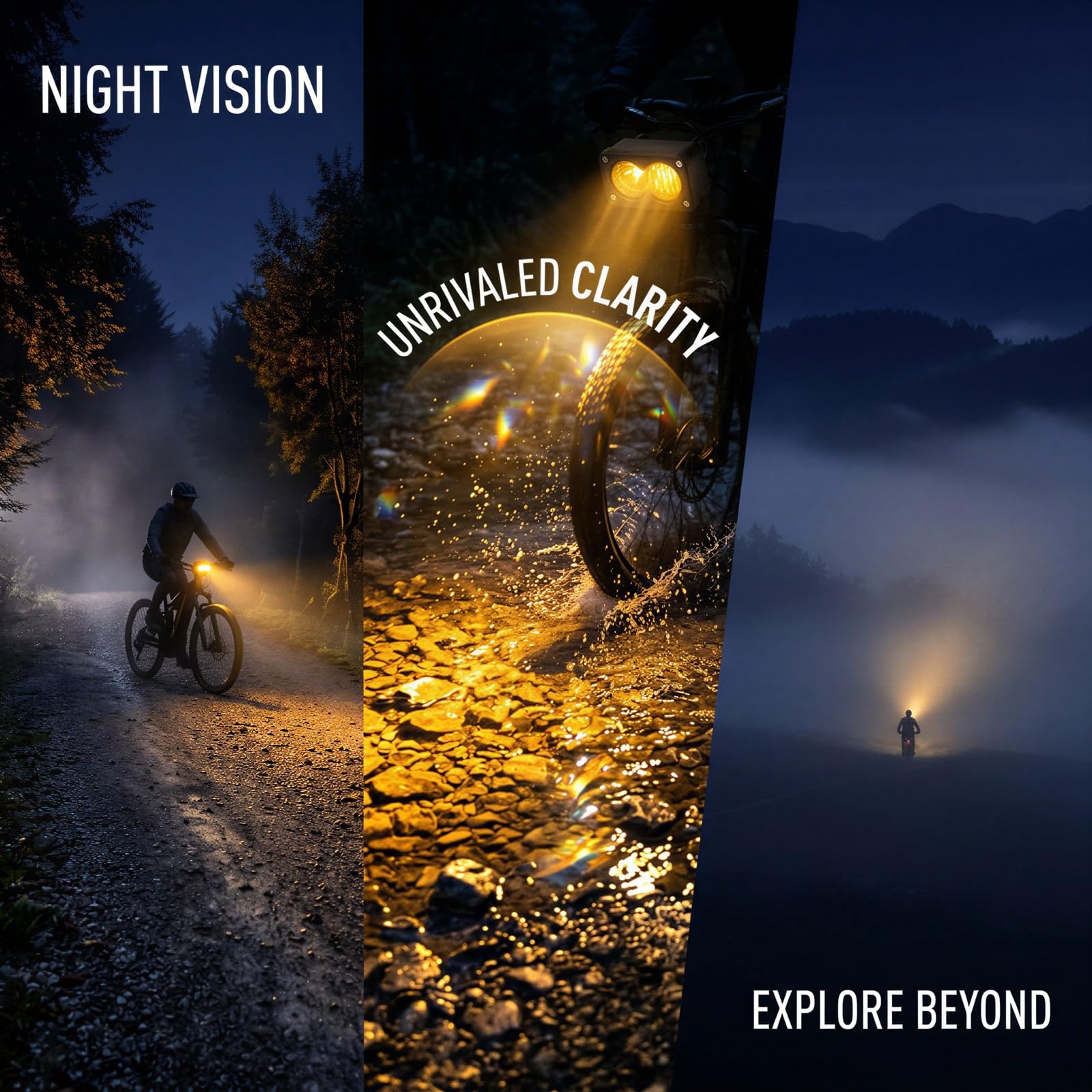 E-Bike-Scheinwerfer 3-polig, 20 W helle Fahrradlampe 3,03 x 3,03 Zoll, Motorradlampe mit gelbem Licht, LED-Nebellicht, kompatibel mit R1dstar Q20 Offroad-Mountain-Elektrofahrrad