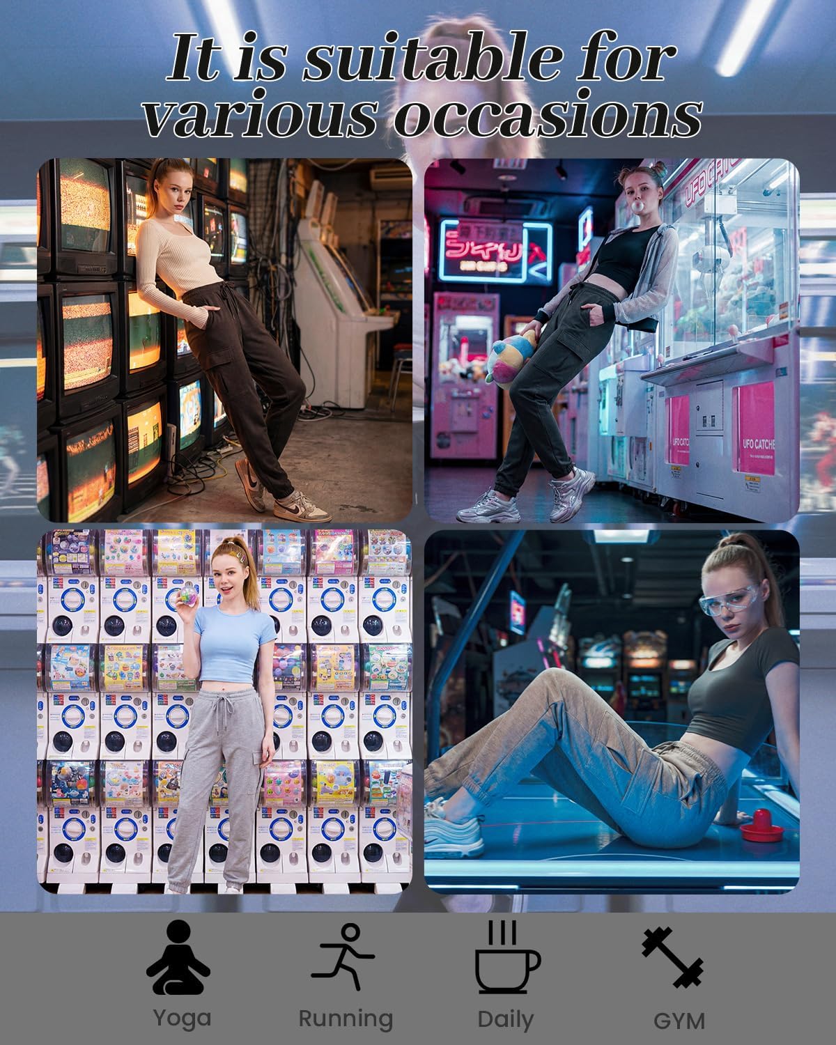 Women's Fleece Cargo Joggers - Multi-Pockets, Elastic Drawstring Waist, Warm Winter Daily Wear - Image 4