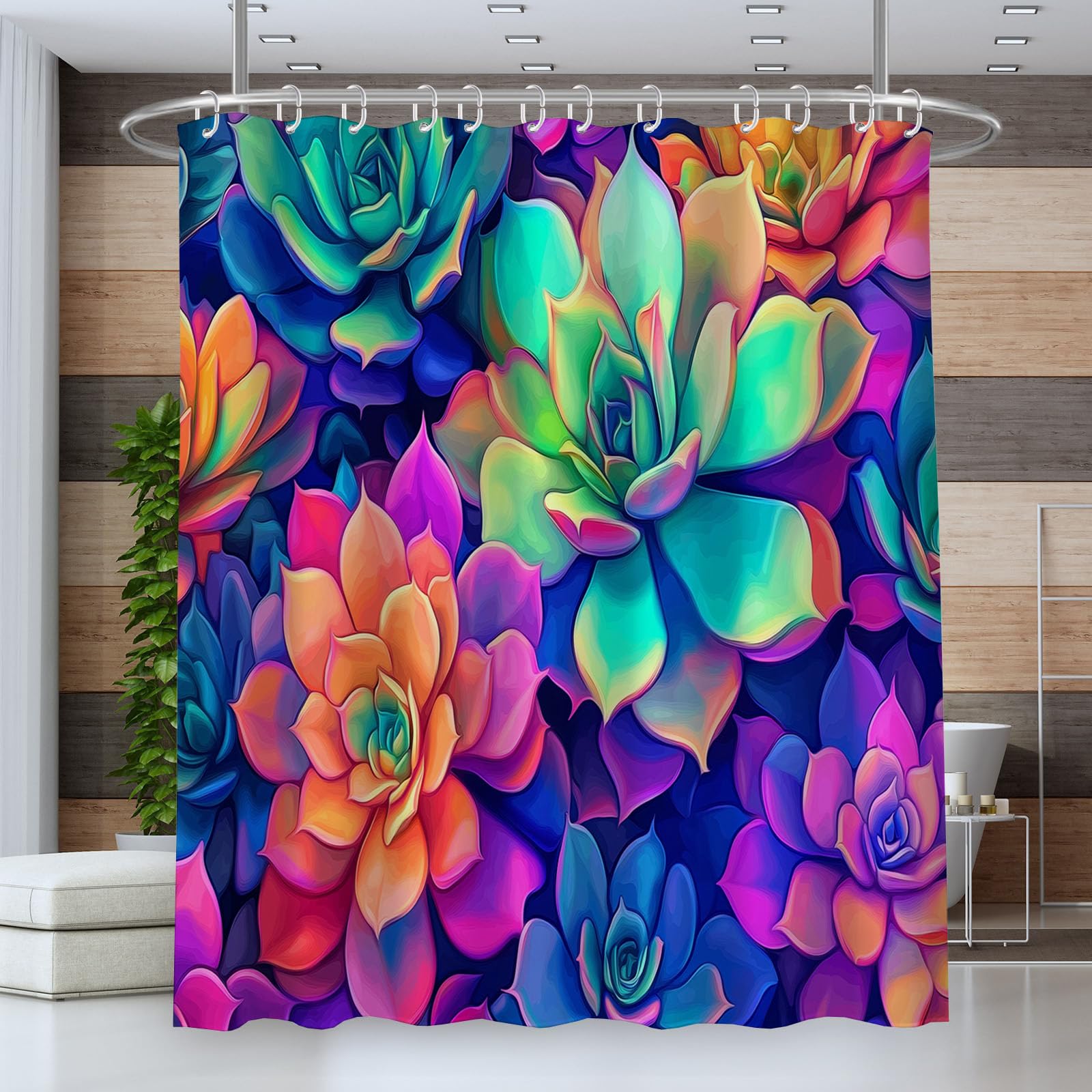 Rideau de douche 150x180 imperméable imprimé fleurs pour cabine