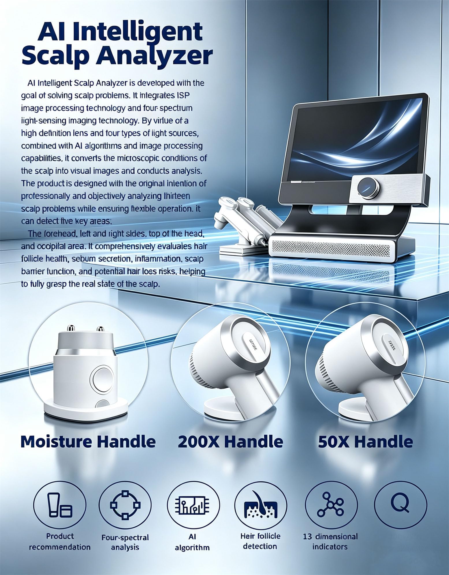Analizador Digital de Cuero cabelludo con microscopio