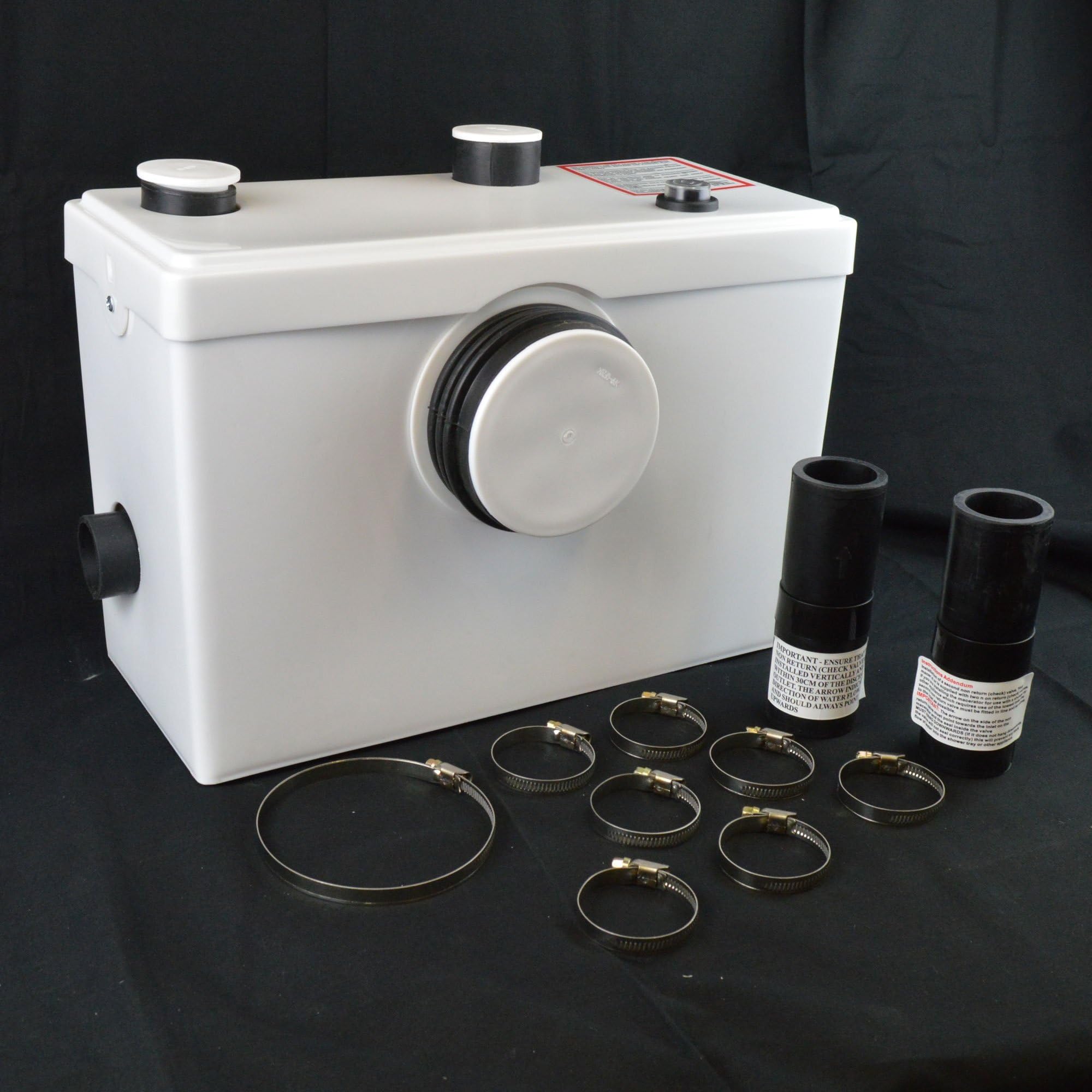 3 INLETS 400X270X180MM MACERATOR PUMP FOR TOILET WC & BASIN SINK & BATH & DISH WASHER OR ANY SANITARY WATER WASTE REMOVAL by UKtapstores