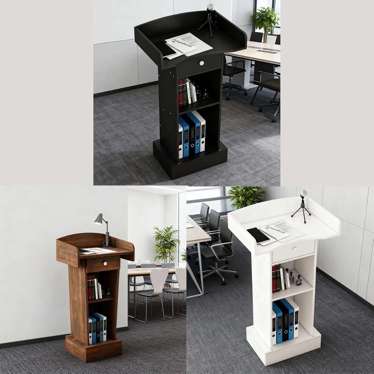 Welcome Reception Desk Conference Room Speaker's Desks Classroom Podium Table Round Arc Polishing Raised Baffle Antifall Stable Base