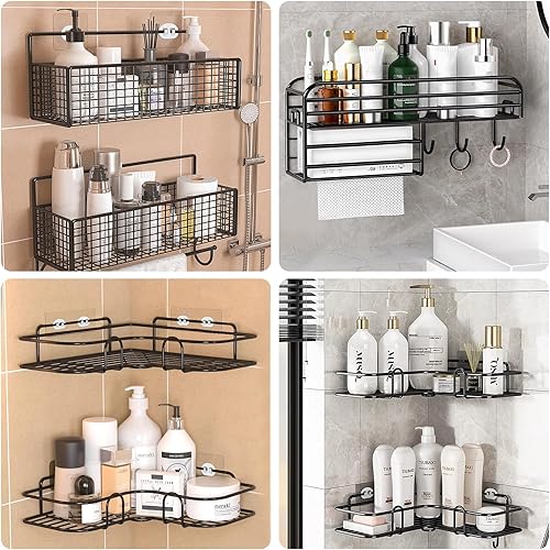 Miniatura 7 de 6 ganchos adhesivos de ducha de repuesto adhesivo, tira de gancho transparente fuerte, impermeable, sin perforaciones, organizador para soporte de