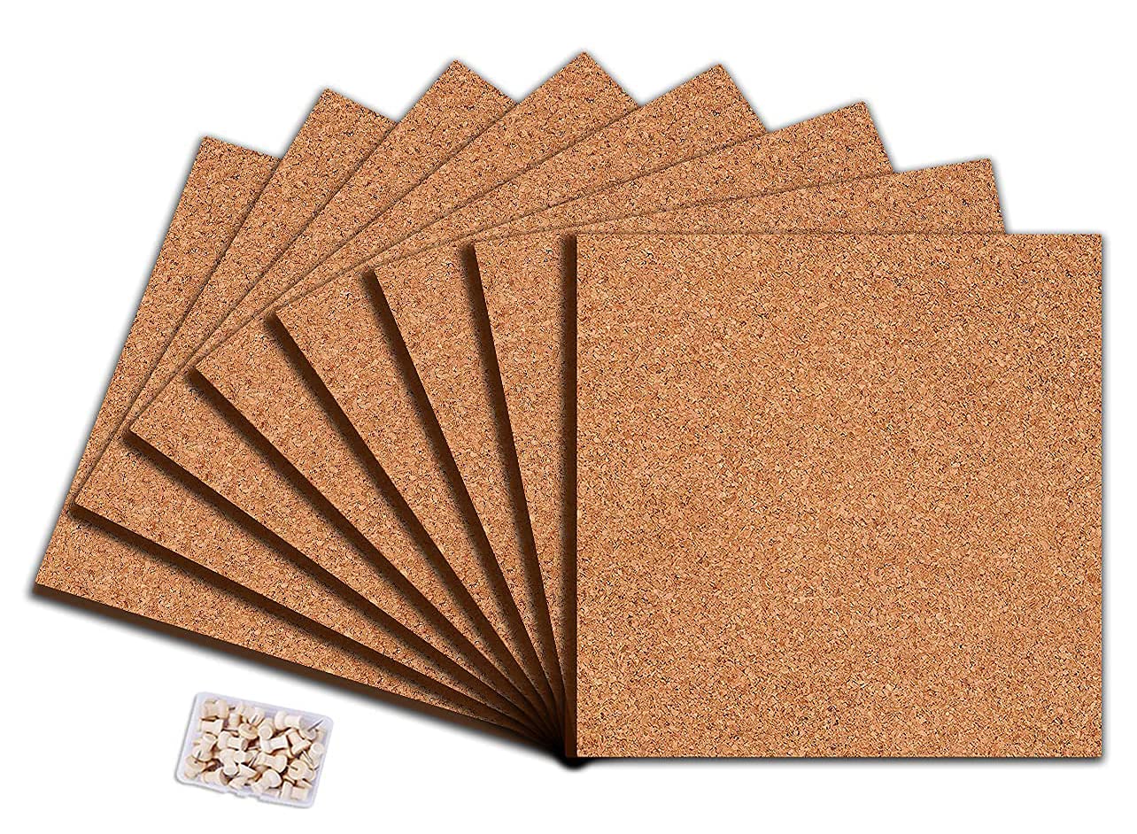 Square Cork Board Tiles with Full Sticky Back, Big Size Cork Board