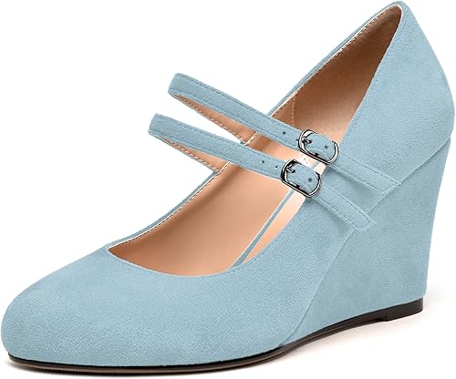 NUMALEO Zapatos de tacón alto con tacón alto y hebilla sólida para mujer, con puntera redonda, de 3.3 pulgadas