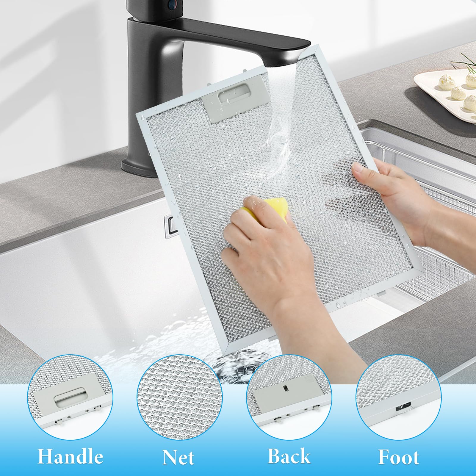 Filtro de aluminio de 5 capas para campana de cocina, 2 piezas, filtro antigrasa de metal, 320 x 260 mm, filtro universal para campana de cocina adecuado para muchas marcas líderes de campanas de
