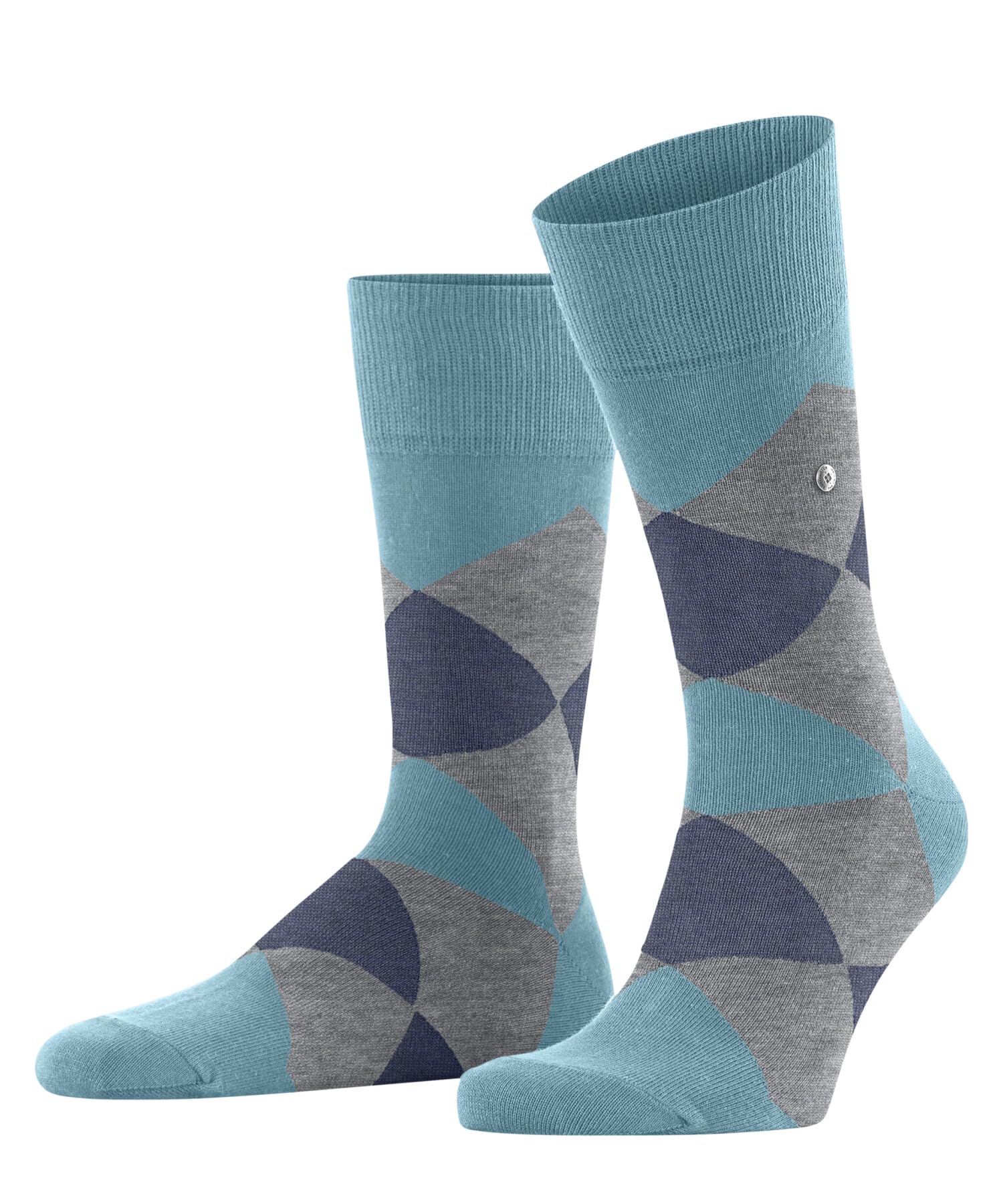 Burlington Men's Clyde M So Cotton Patterned Socks 1 Pair, Blue Key Largo 6852, 6.5-11