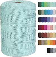 Vista 17 de Cuerda de macramé de algodón de 3 mm, 328 yardas, suministros de macramé de color natural, cuerda de algodón suave para colgar plantas, colgador