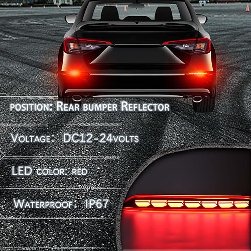 Miniatura 4 de GEEGEETOP Lente ahumada LED reflector trasero parachoques luz antiniebla compatible con Honda Civic Hatchback 2022 2023 2024 Funciones 3 en 1