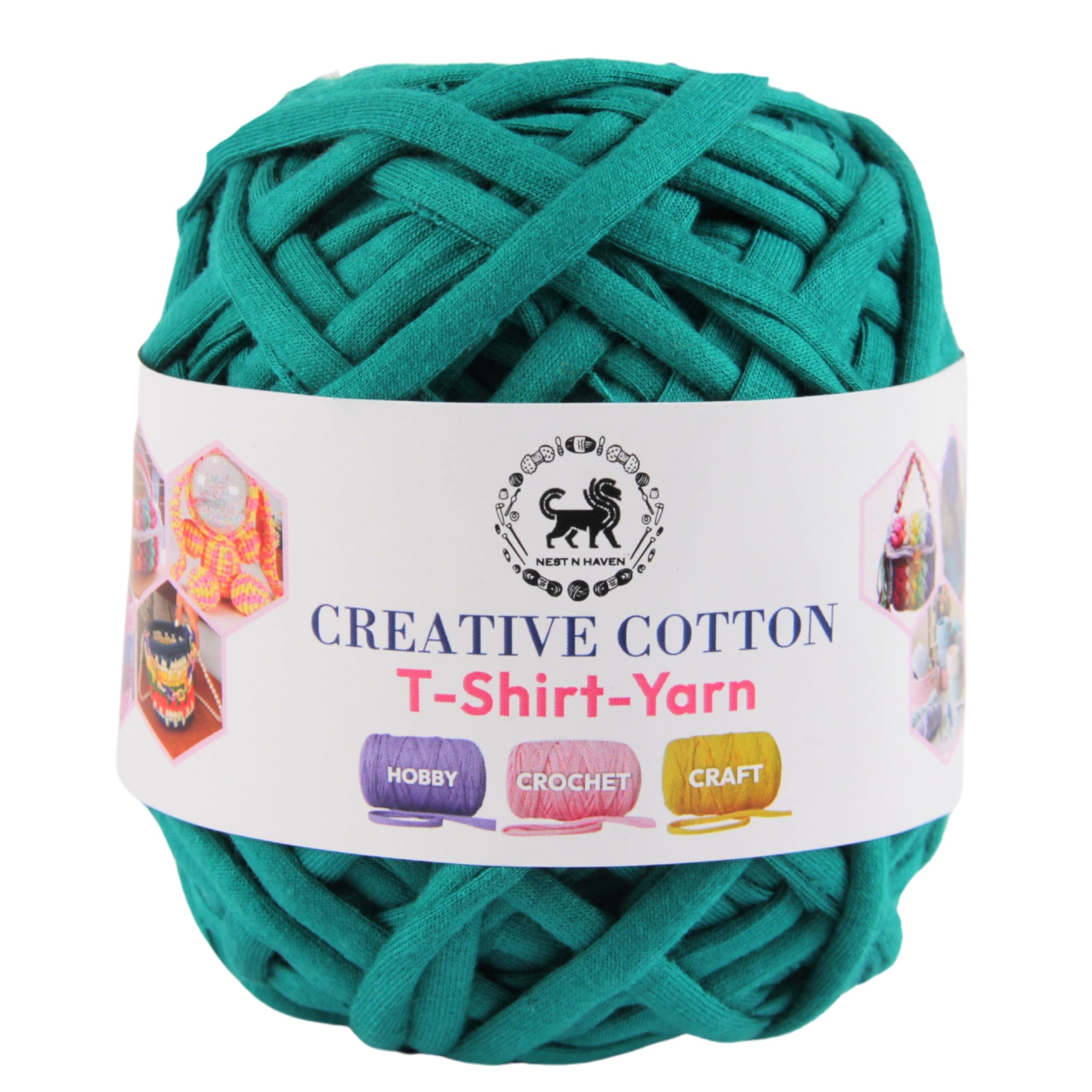 NESTNHAVEN Creative Cotton T-Shirt Yarn Carpet, Knitting Yarn for Hand Knitting DIY Bags, Baskets, Blanket, Cushion Crocheting Projects 200 GMS (Dark Green) (B0D4GS4ZN9) Amazon Price History, Amazon Price Tracker