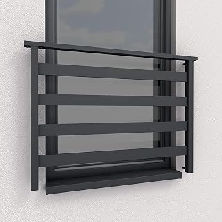 Fello AluBasic Aluminium French français balcon fenêtre balustrade Anthracite RAL 7016 (1, 110x100cm)
