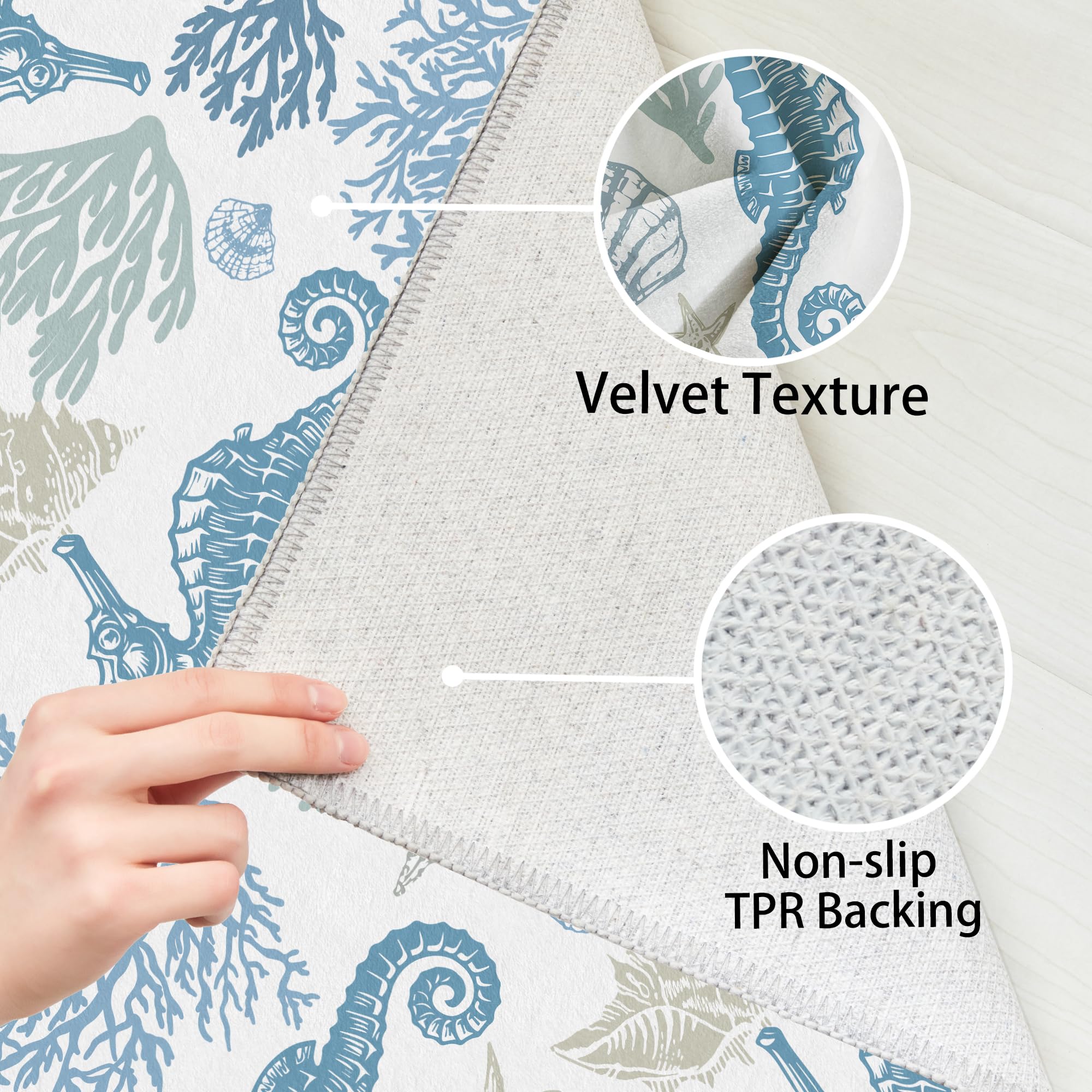 Amazon | Coastal Ocean Nautical Rug ベッドルーム リビングルーム