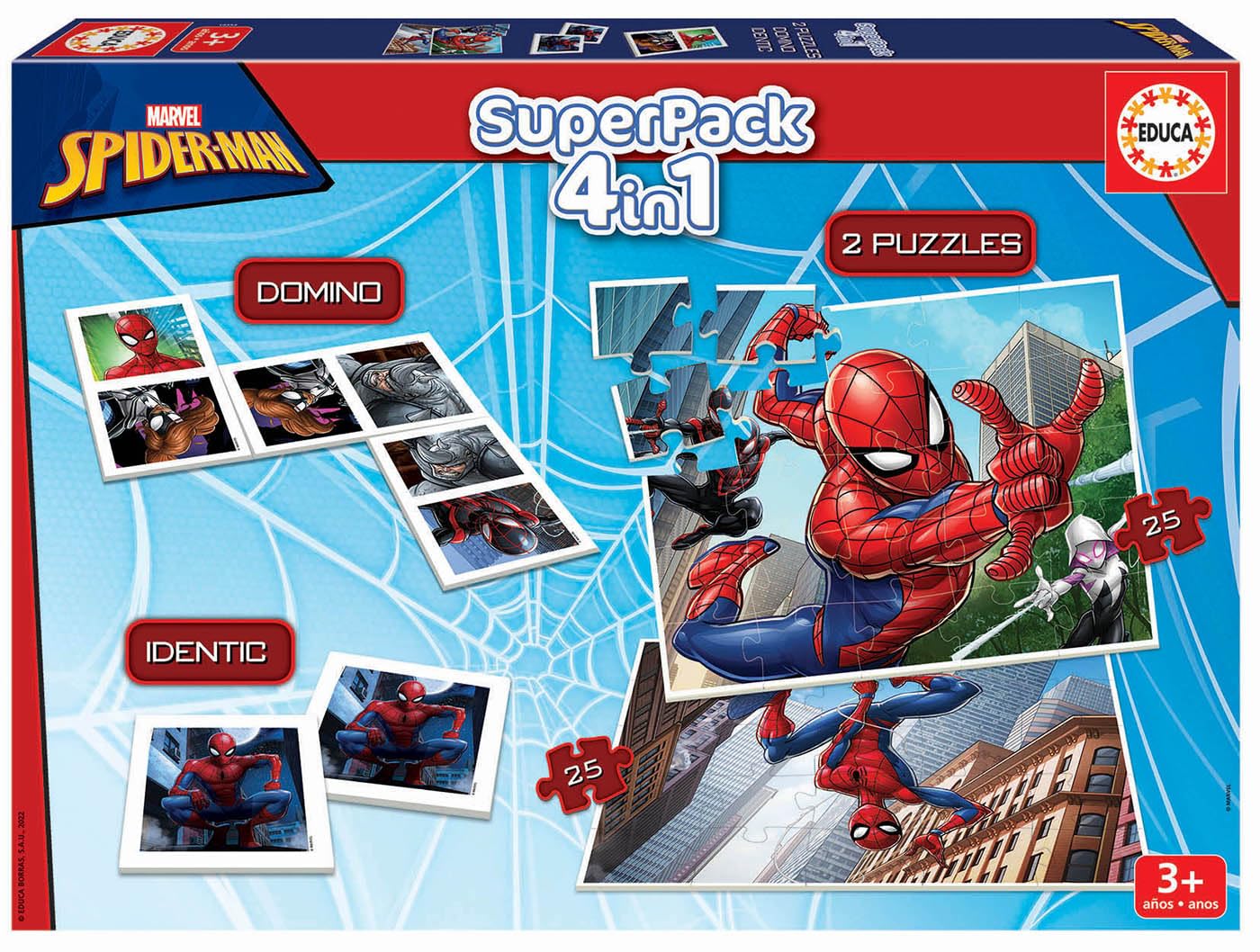 Educa - Superpack Spiderman Multiple Game Possibilities to Play Alone or with someone Includes Identic Dominoes and 2 Puzzles Board Game for Children from 3 Years Old (19353) โ image 1