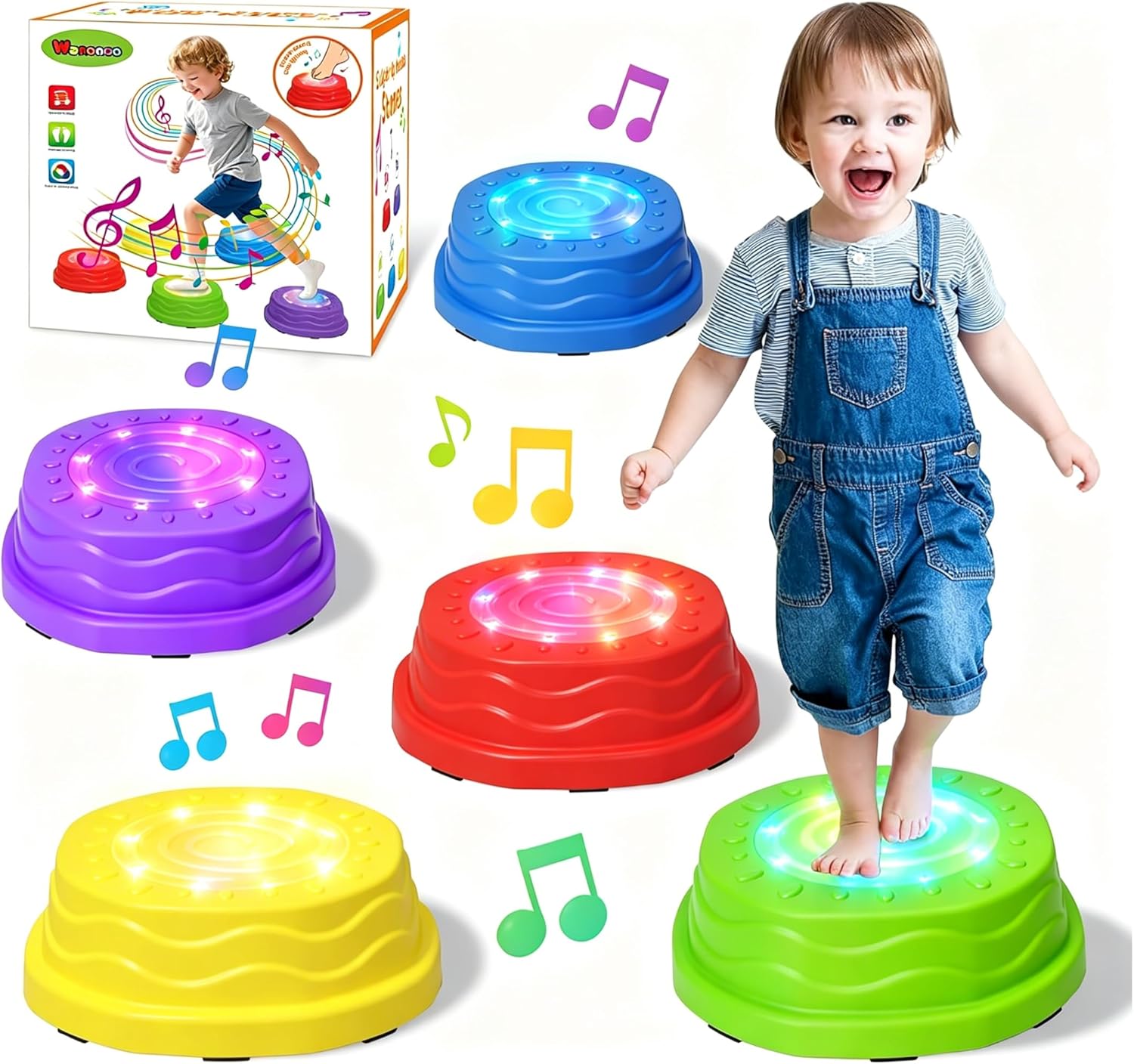 Music & Light up Stepping Stones for Kids, Non-Slip Toddler Balance Stepping Stone for 3 4 5 6 7 Year Old, Outdoor & Indoor Sensory Toys, Motor Skill & Coordination, Toys for Toddlers 3-5 4-8