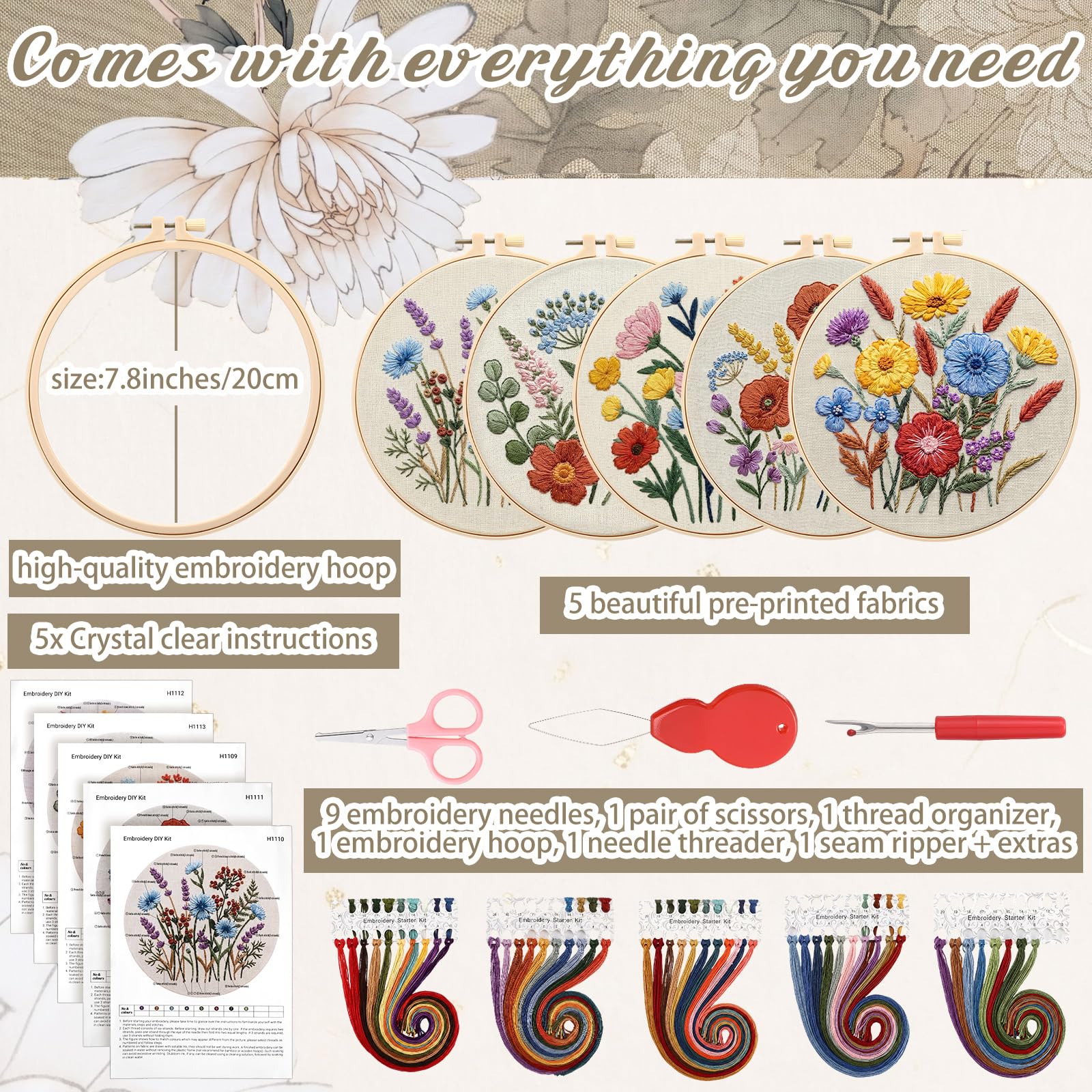 Beginner Embroidery Kits - Wildflower Designs -6