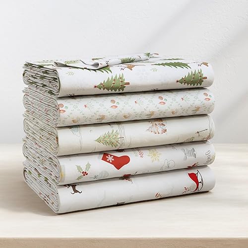 Miniatura 6 de Great Bay Home Juego de sábanas de franela de algodón turco 100 % con estampado navideño y extrasuaves, cálidas, cómodas, colección Boulder, tamaño