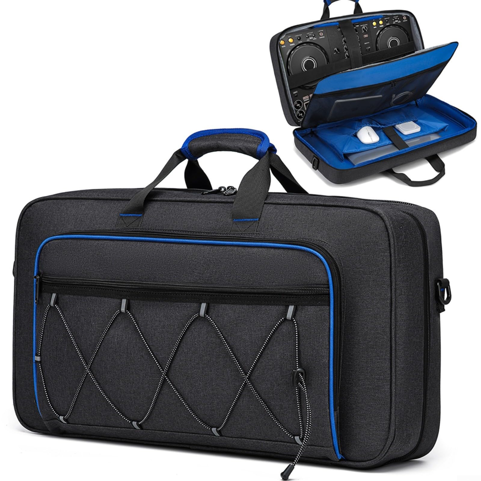 1 borsa portaoggetti per strumenti musicali, per Ddj-Flx4/Ddj-400/Rev1, borsa multifunzionale per DJ per laptop da 15,6 pollici, custodia in tessuto Oxford grigio per musicisti e prove