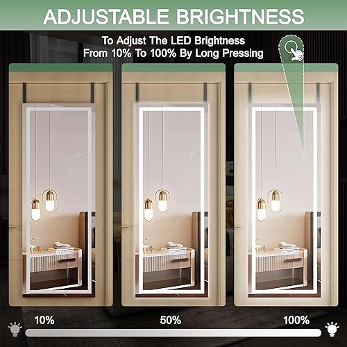 Miniatura 4 de Hasipu Espejo de puerta de longitud completa, 47 x 18 pulgadas, espejo de pared de cuerpo completo sobre la puerta, espejo colgante para dormitorio,