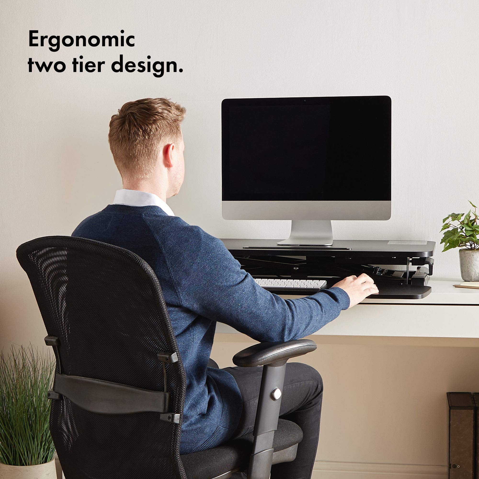 Buy VonHaus Standing Desk ConverterGas Assisted Height Adjustable Sit Stand Desk, Screen