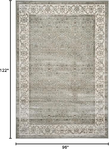 Miniatura 2 de SAFAVIEH Persian Garden Collection - Alfombra de área de 8 x 10 pies 2 pulgadas, color plateado y marfil, diseño tradicional de viscosa oriental,