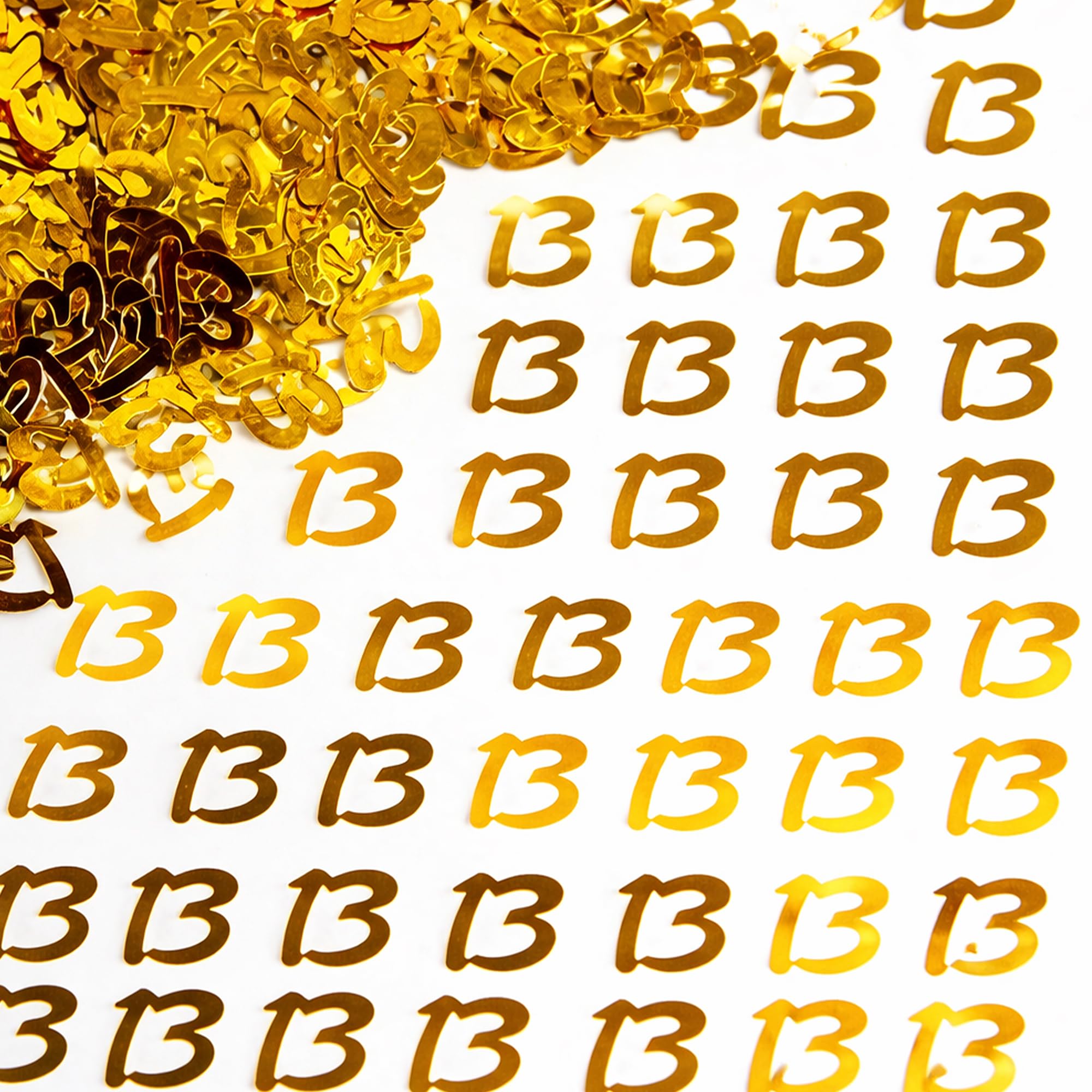 SHATCHI 14g Gold 13th Birthday Confetti Foil Metallic Glitz Table Scatter Sprinkles Age Bday Party Decorations, 12mm