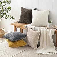 Vista 5 de decorUhome Spring Cream White Chenille Throw Pillow Covers 18x18 Set of 2 Textured Soft Cozy Slubby Couch Pillow Covers Modern Farmhouse Boho