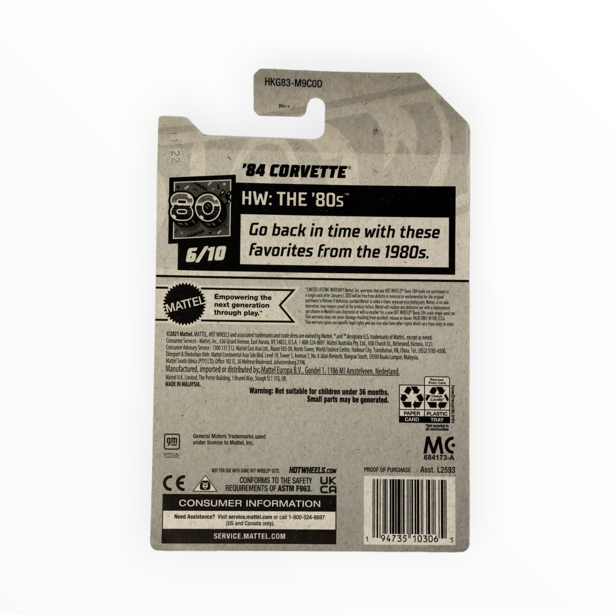 Amazon.com: Hot Wheels '84 Corvette, HW: The '80s 6/10