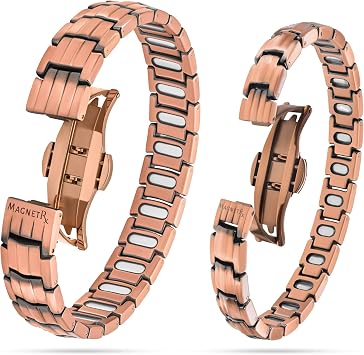 MagnetRX EllipseMAX Copper Magnetic Bracelets for Couples 5X Strength 5,000 Gauss Magnets Premium Copper Bracelets for Men & Women Adjustable Length & Gift Box