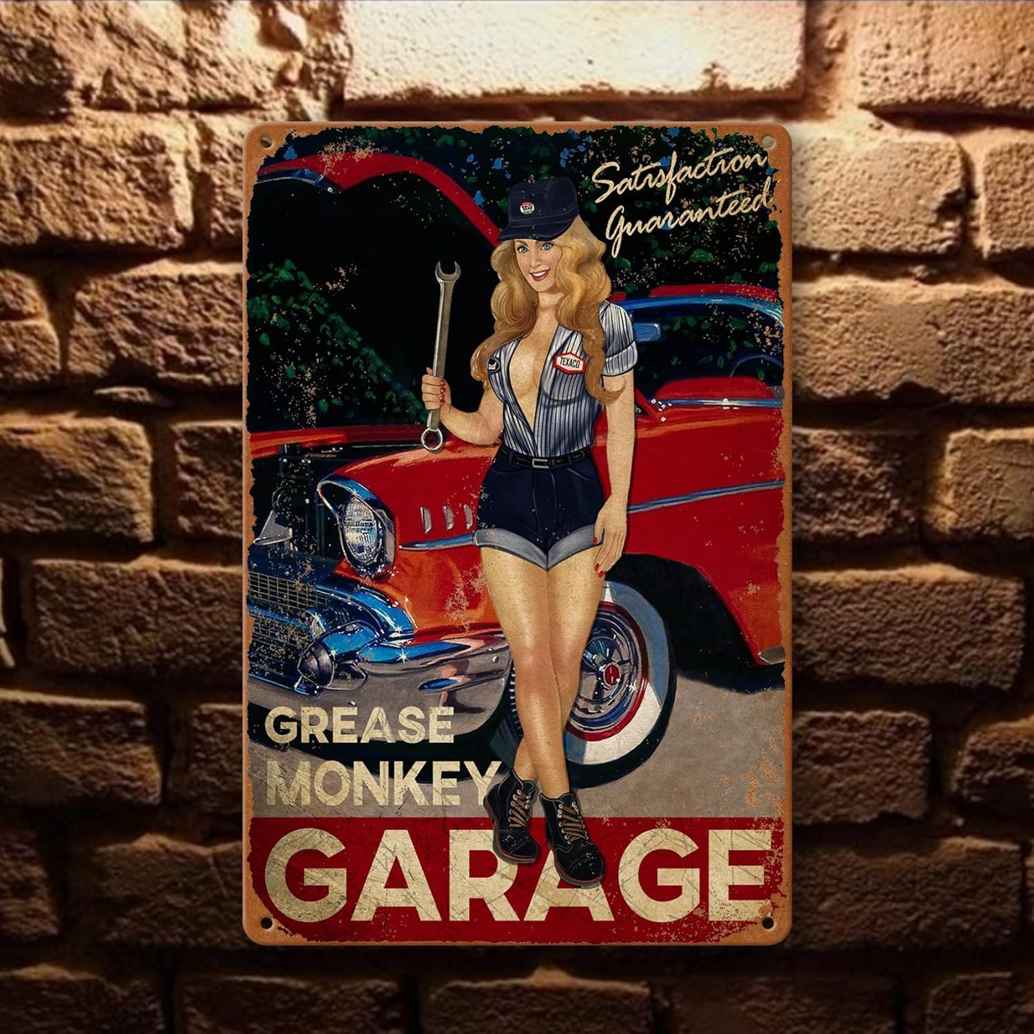 Vintage Metal Garage Signs for Men, Gas Station Tin Signs, Man Cave Decor Old Car Signs Shop Sign Oil Decor Motorcycle Posters Auto Gasoline Wall Decorations Bar Kitchen Accessories 7 Pces 8×12 Inch