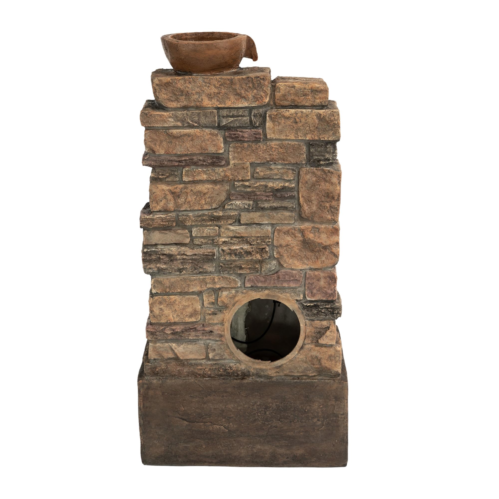 Teamson Home Fuente en Cascada 4 Niveles Marron Exterior con LED