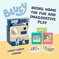 Vista 2 de Bluey Chikit Chikit - Cámara de juguete para juegos de rol para niños con 10 tarjetas de fotos, 3 cartuchos de película emergentes, juego