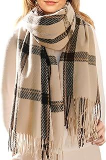 FURTALK Winter Scarf for Women Shawl Cashmere Feel Tassel Plaid Large Ov...